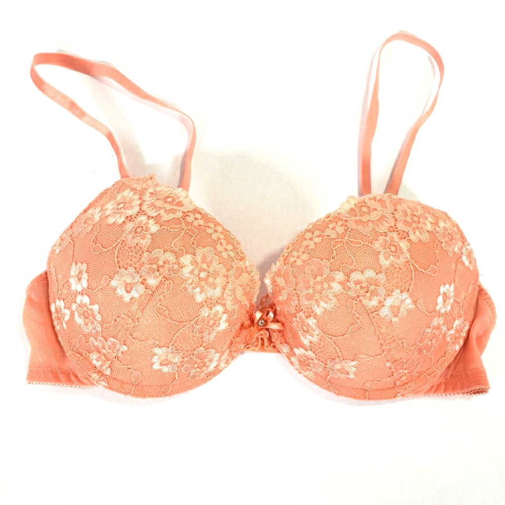 Beldona Orange Coral Lace Push Up Bra 34b